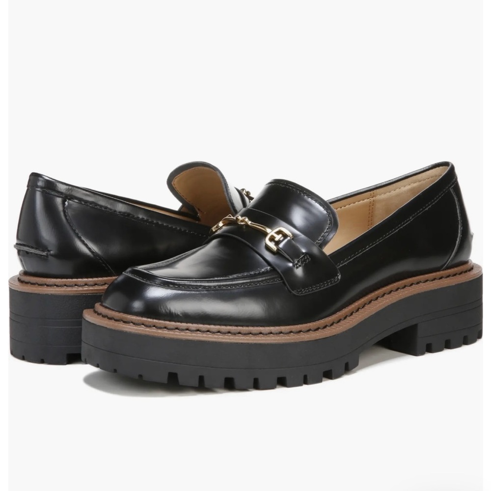 Sam Edelman Black Loafers with Gold Accent
